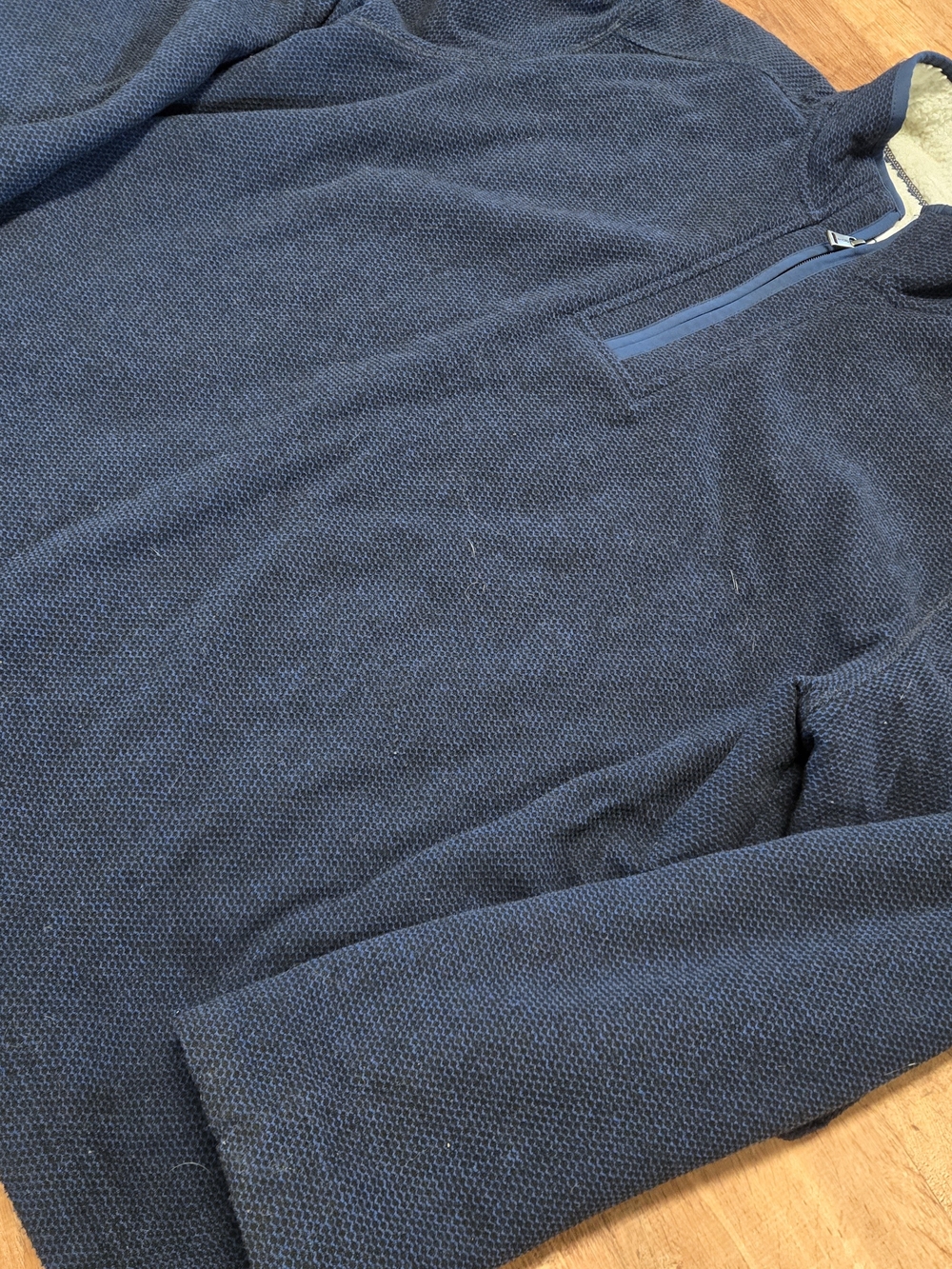 Orvis Men's Navy Half-Zip Sherpa Lined Sweater Extra Large - Picture 3 of 8